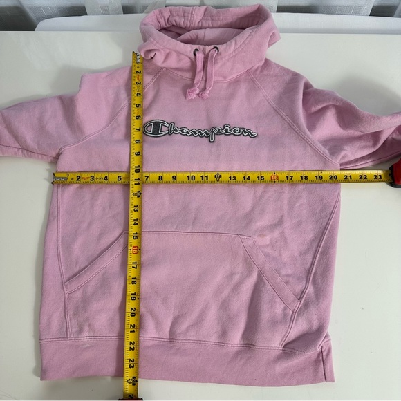 CHAMPION sweatshirt HOODED long sleeves Athletic wear BUBBLE GUM PINK grey M - Picture 6 of 8
